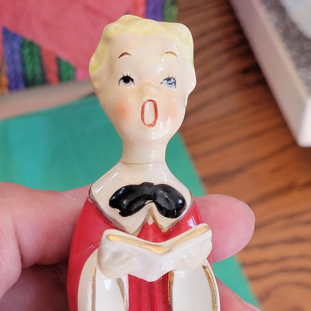 Vintage Christmas Caroler Choir Boy or Girl ~ MCM ~ Cute ~ With Repair See Notes